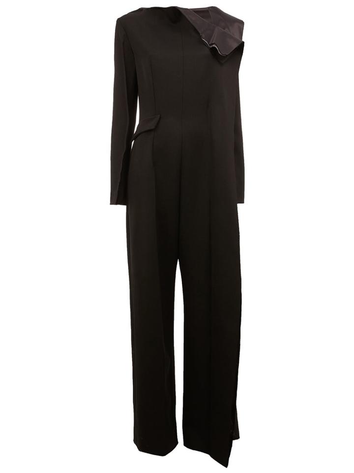 Yang Li Asymmetric Zip Fastening Jumpsuit, Women's, Size: 40, Black, Silk/cotton/acetate/pbt Elite