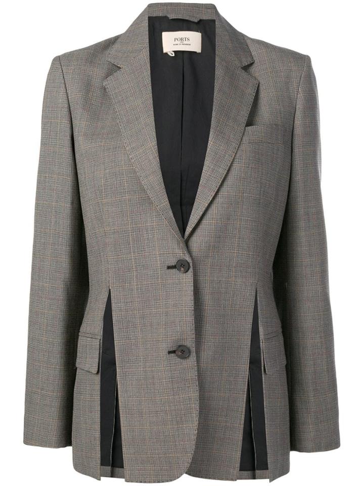 Ports 1961 Checked Split Detail Blazer - Grey