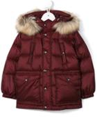 Burberry Kids Raccoon Fur Trim Puffer Coat, Boy's, Size: 10 Yrs, Red