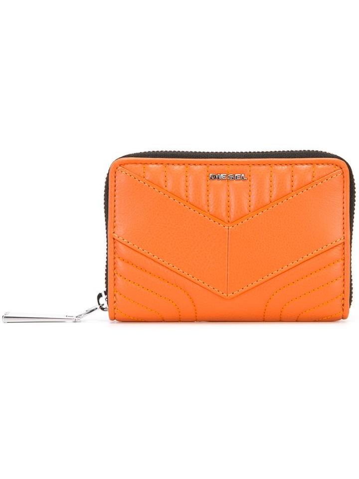 Diesel Stitched Zip Purse, Women's, Yellow/orange, Leather
