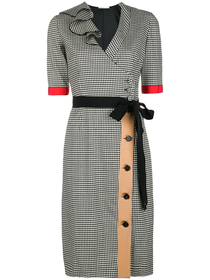 Marco De Vincenzo Check Belted Midi Dress - White