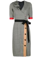 Marco De Vincenzo Check Belted Midi Dress - White