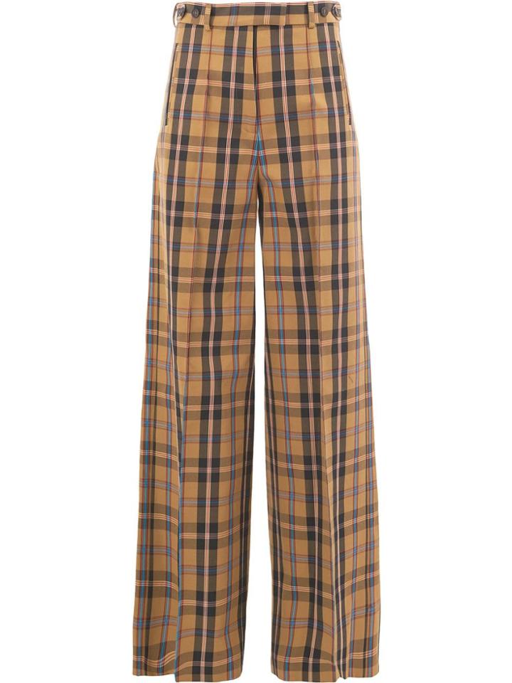 Rokh Checked Palazzo Trousers - Brown