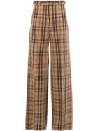 Rokh Checked Palazzo Trousers - Brown