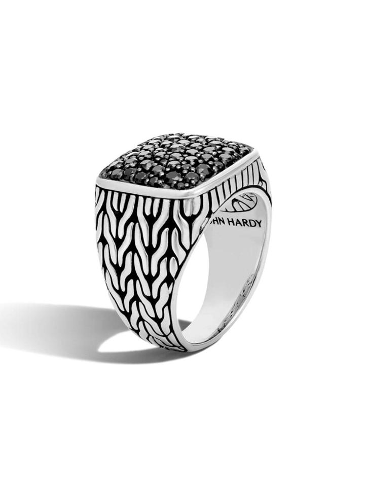 John Hardy Silver And Sapphire Classic Chain Signet Ring