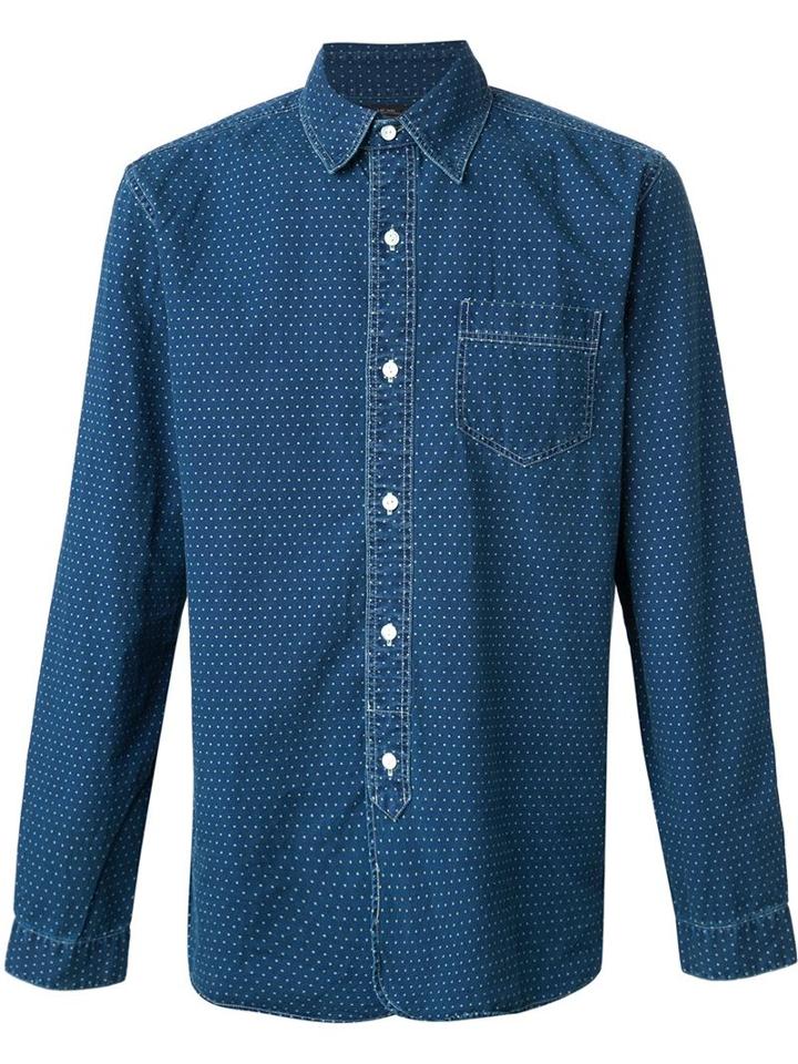 Rrl Pin Dot Denim Shirt, Men's, Size: Medium, Blue, Cotton