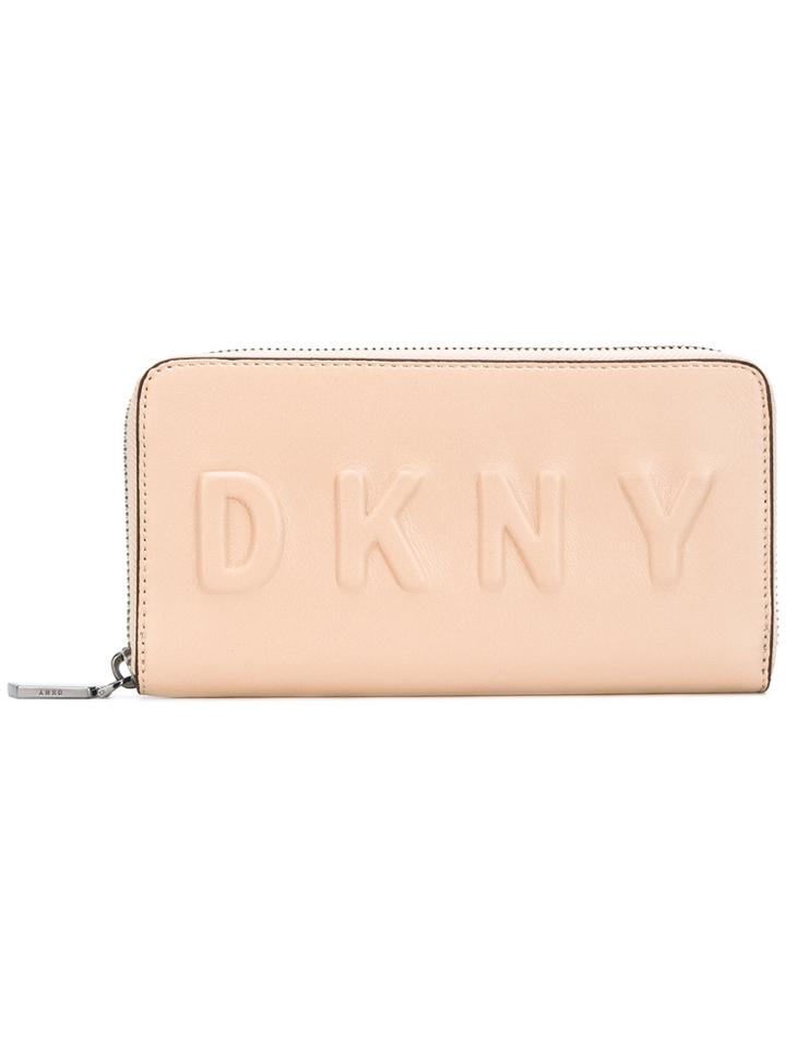 Dkny Debossed Logo Zip-around Wallet - Nude & Neutrals
