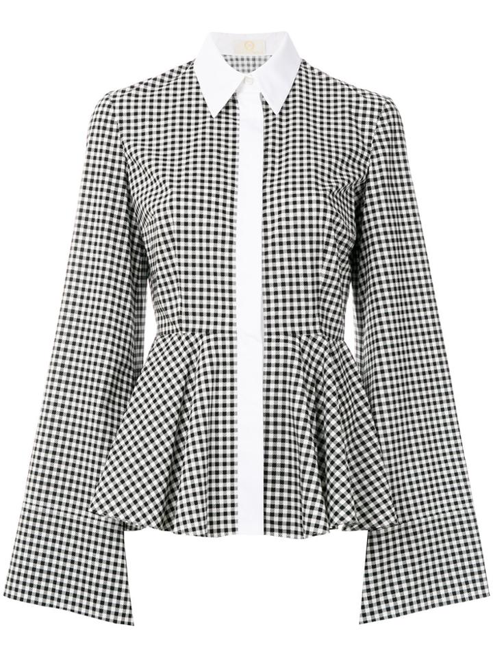 Sara Battaglia Checked Peplum Shirt - Black