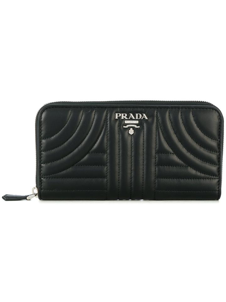 Prada Bevelled Continental Wallet - Black