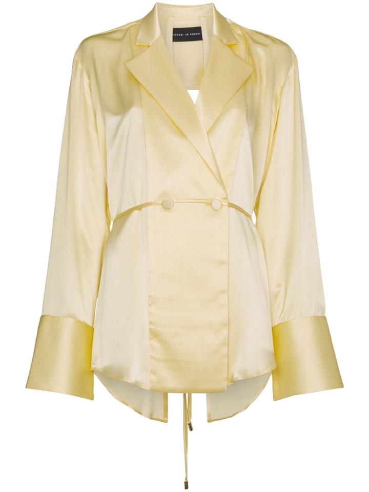 Michael Lo Sordo Open Back Silk Wrap Blouse - Yellow & Orange