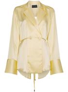 Michael Lo Sordo Open Back Silk Wrap Blouse - Yellow & Orange