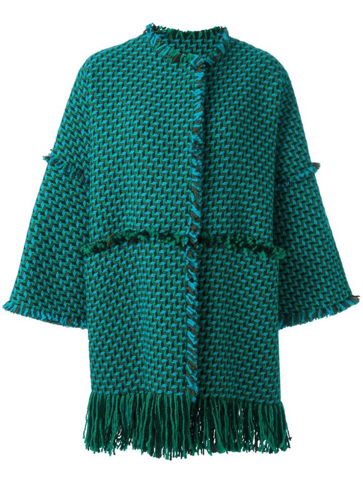 Gianluca Capannolo Woven Raw Edge Coat - Blue