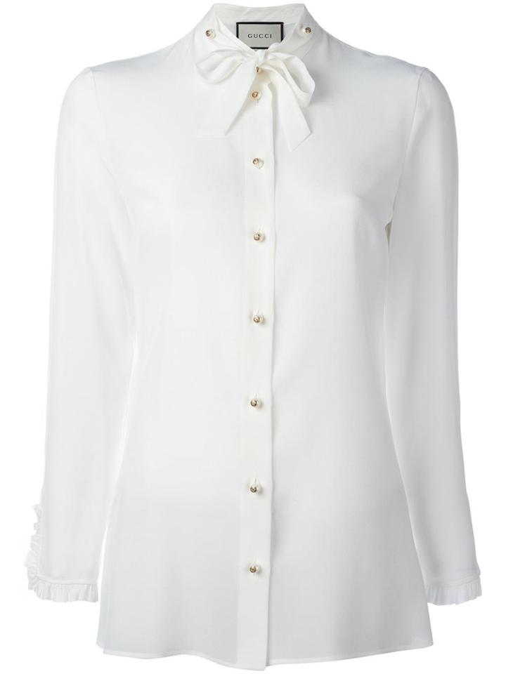 Gucci Ruffle Trim Shirt - Nude & Neutrals