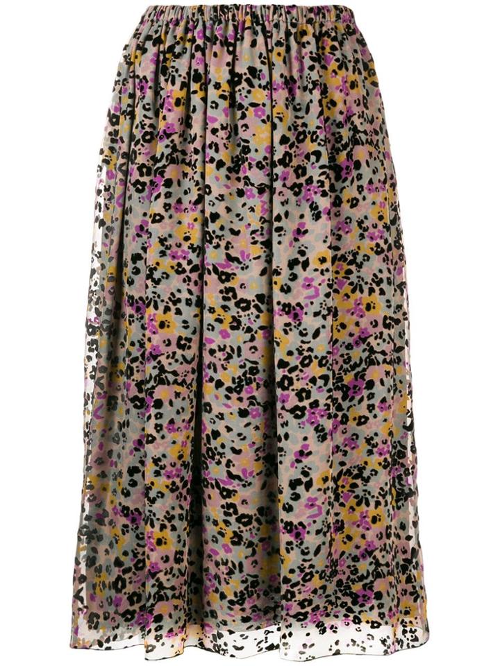 See By Chloé Floral Devoré Midi Skirt - Black