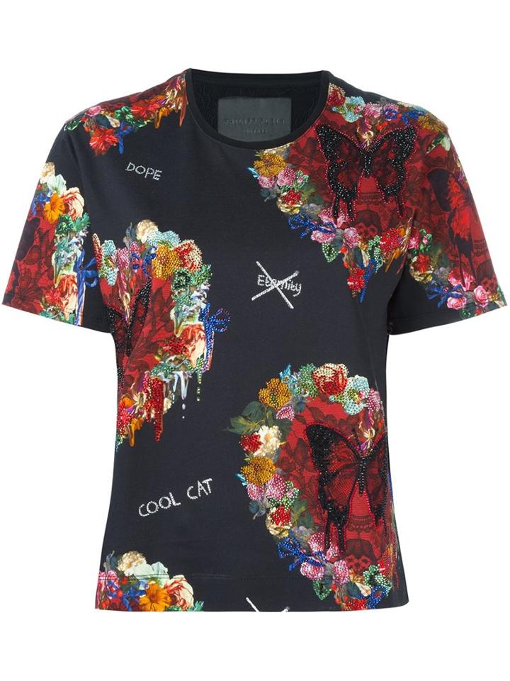 Philipp Plein 'attributes' T-shirt, Women's, Size: Large, Black, Cotton/polyester
