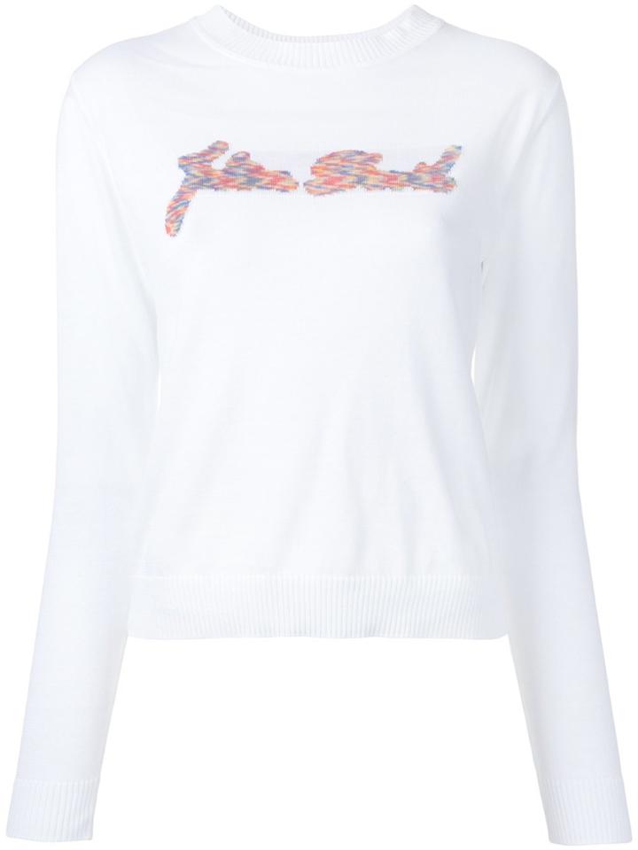 Julien David Intarsia Detail Jumper - White