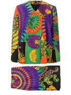 Versace Vintage 1990's Printed Skirt Suit - Green