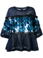 Twin-set - Oversized Sequin Embellished Blouse - Women - Cotton - 40, Blue, Cotton