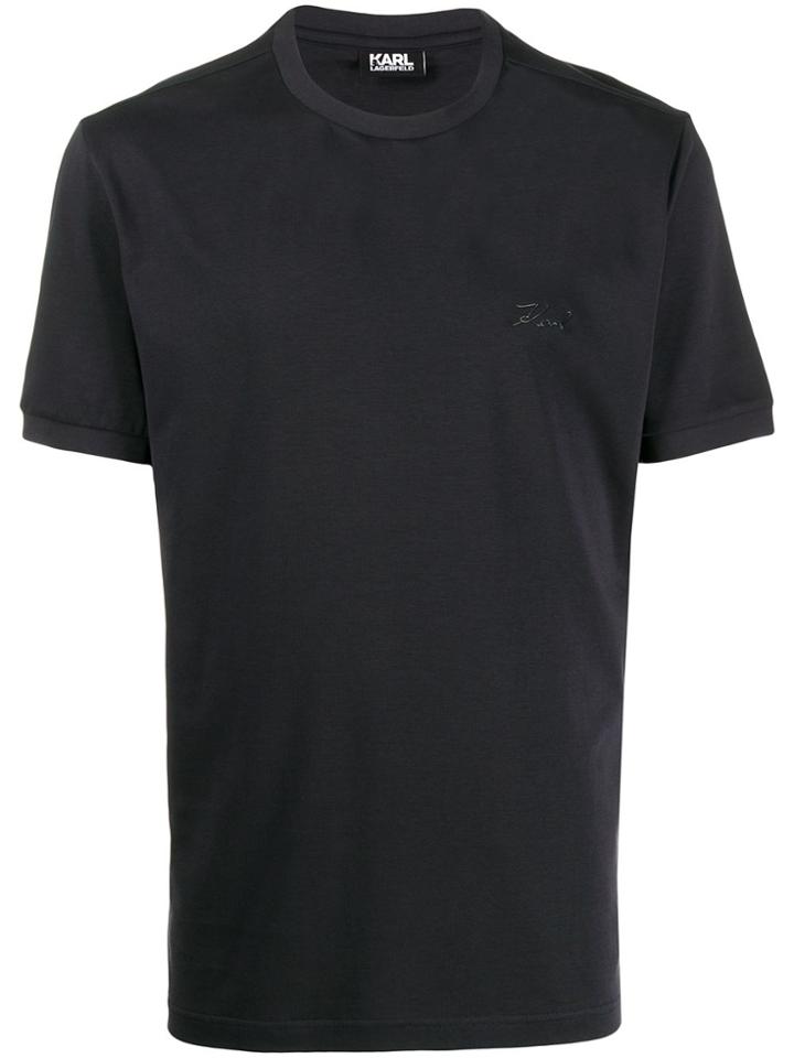 Karl Lagerfeld Logo Print Crew Neck T-shirt - Blue