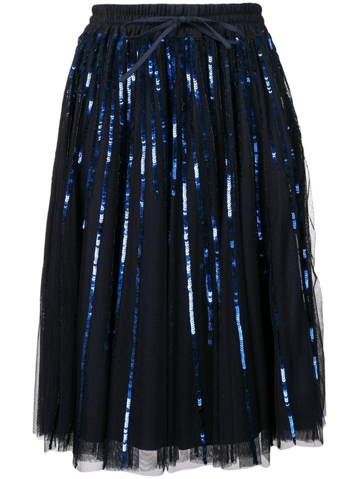 P.a.r.o.s.h. Sequin Embroidered Tulle Skirt - Blue