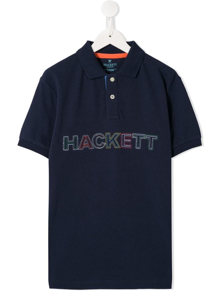 Hackett Kids Teen Multicoloured Logo Polo Shirt - Blue