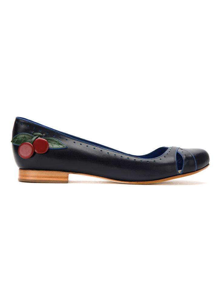 Sarah Chofakian Embroidered Leather Ballerinas - Blue