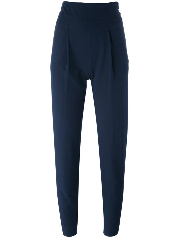 Erika Cavallini Cropped Track Pants, Women's, Size: 40, Blue, Cotton/virgin Wool/acetate
