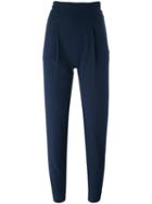 Erika Cavallini Cropped Track Pants, Women's, Size: 40, Blue, Cotton/virgin Wool/acetate