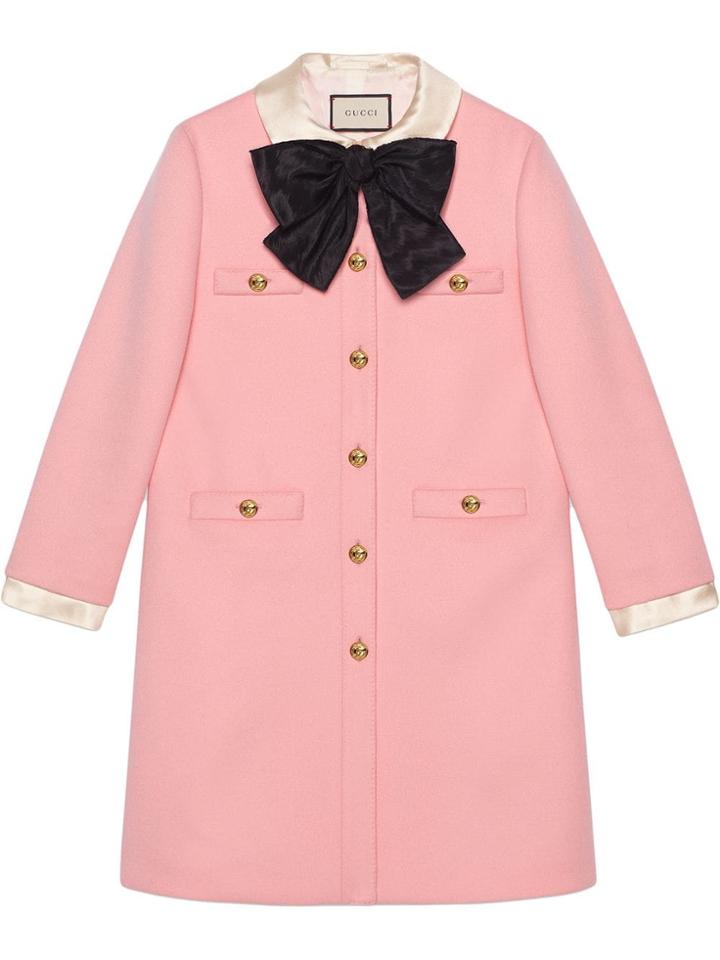 Gucci Wool Coat With Bow - Pink