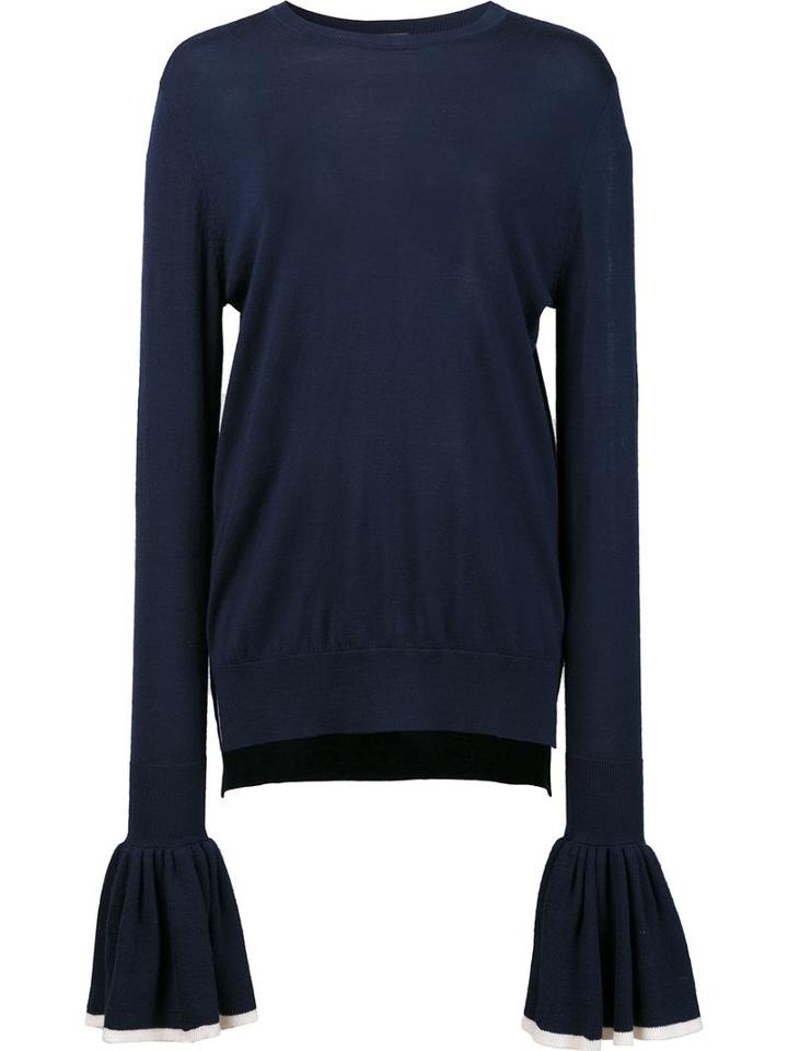 Adam Lippes Oversized Rib Crew Neck Jumper, Women's, Size: Medium, Blue, Merino