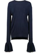 Adam Lippes Oversized Rib Crew Neck Jumper, Women's, Size: Medium, Blue, Merino