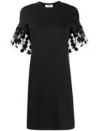 Msgm Polka-dot Sleeve Detail T-shirt Dress - Black