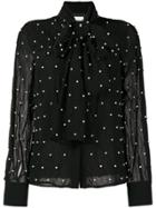Edward Achour Paris Pearl Embroidered Pussybow Blouse - Black