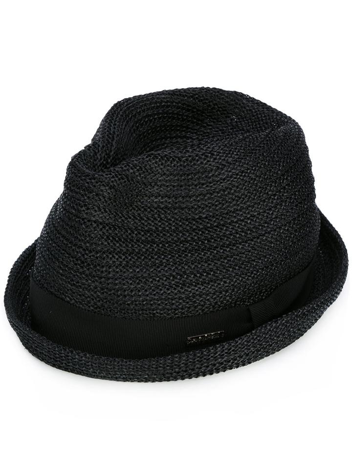 Dsquared2 Straw Fedora, Men's, Size: Small, Black, Viscose