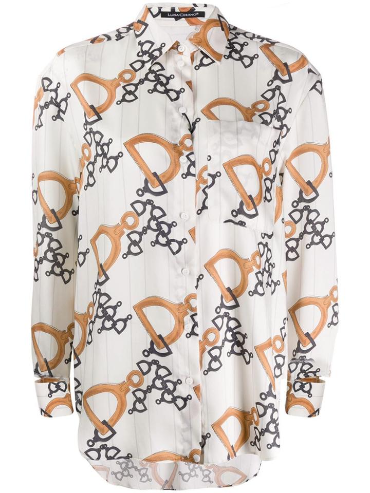 Luisa Cerano Cuff Pattern Shirt - White
