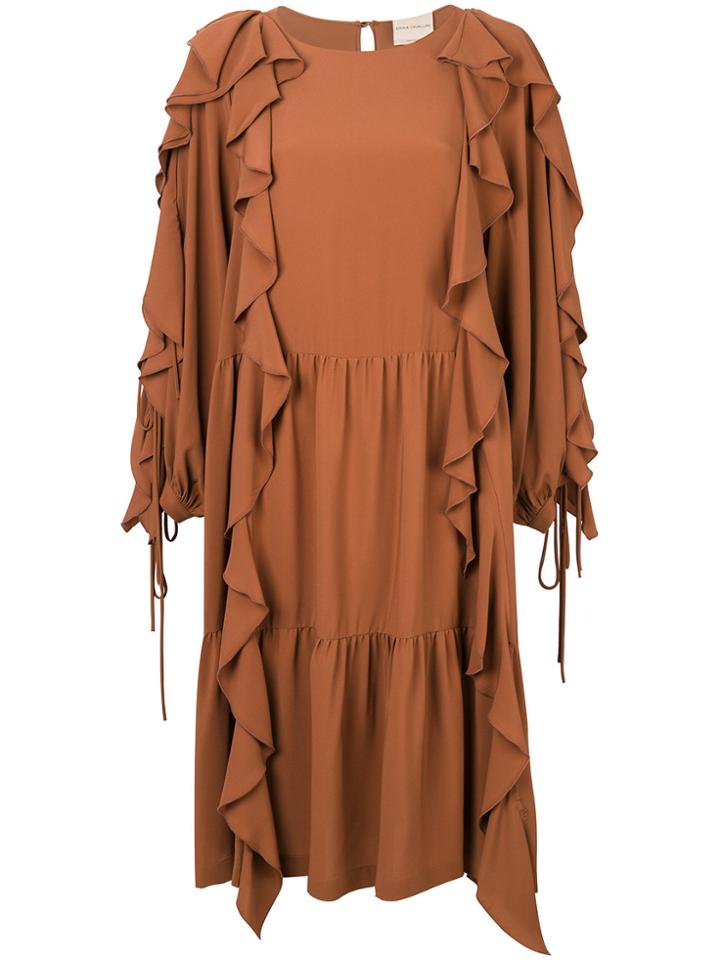 Erika Cavallini Draped Ruffle Dress - Brown