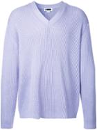 H Beauty & Youth - Ribbed Detail Jumper - Men - Cotton/polyester - S, Pink/purple, Cotton/polyester