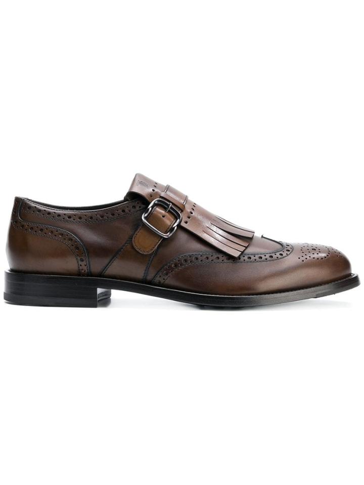 Tod's Fringed Buckled Shoes - Brown