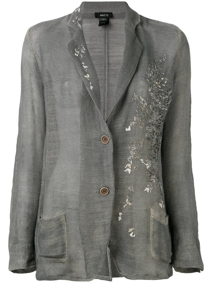 Avant Toi - Embroidered Blazer - Women - Cotton/linen/flax - L, Grey, Cotton/linen/flax