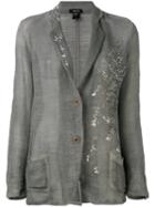 Avant Toi - Embroidered Blazer - Women - Cotton/linen/flax - L, Grey, Cotton/linen/flax