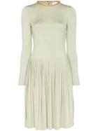 Burberry Chain-trimmed Pleated Dress - Green