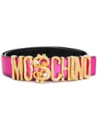 Moschino Metallic Logo Belt - Pink
