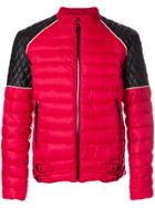 Just Cavalli Quilted Two Tone Zipped Jacket - Red