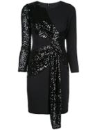 Aidan Mattox Sequinned Tie Front Dress - Black