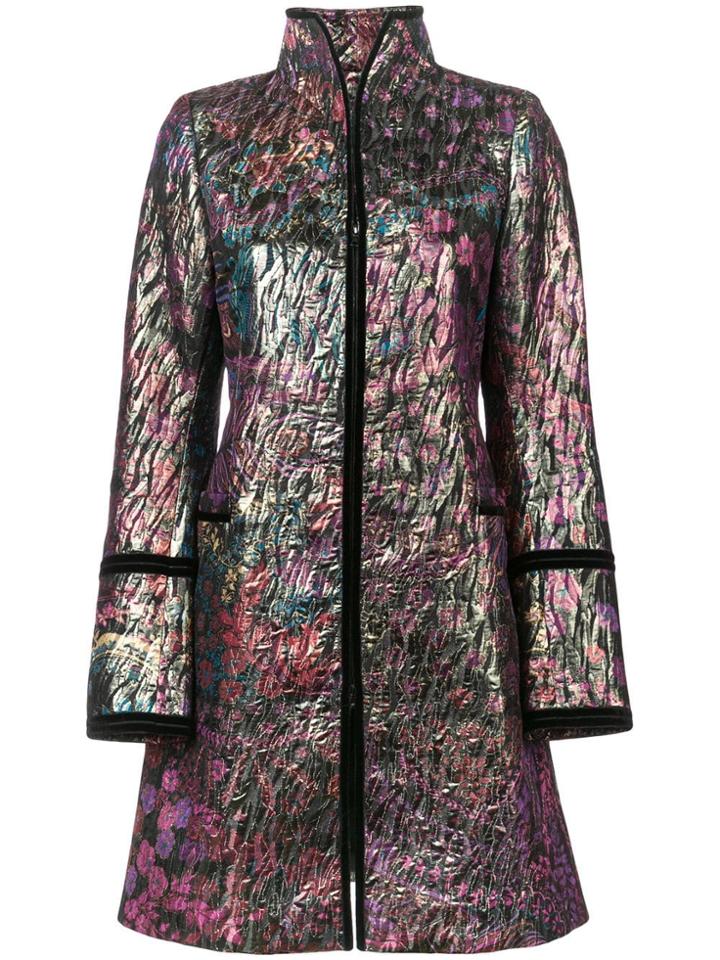 Josie Natori Long Jacquard Jacket - Black