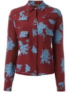 Rochas Floral Print Shirt, Women's, Size: 42, Red, Silk
