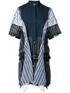 Sacai Striped Panelled Dress, Women's, Size: 1, Blue, Silk/cotton/polyester/cupro