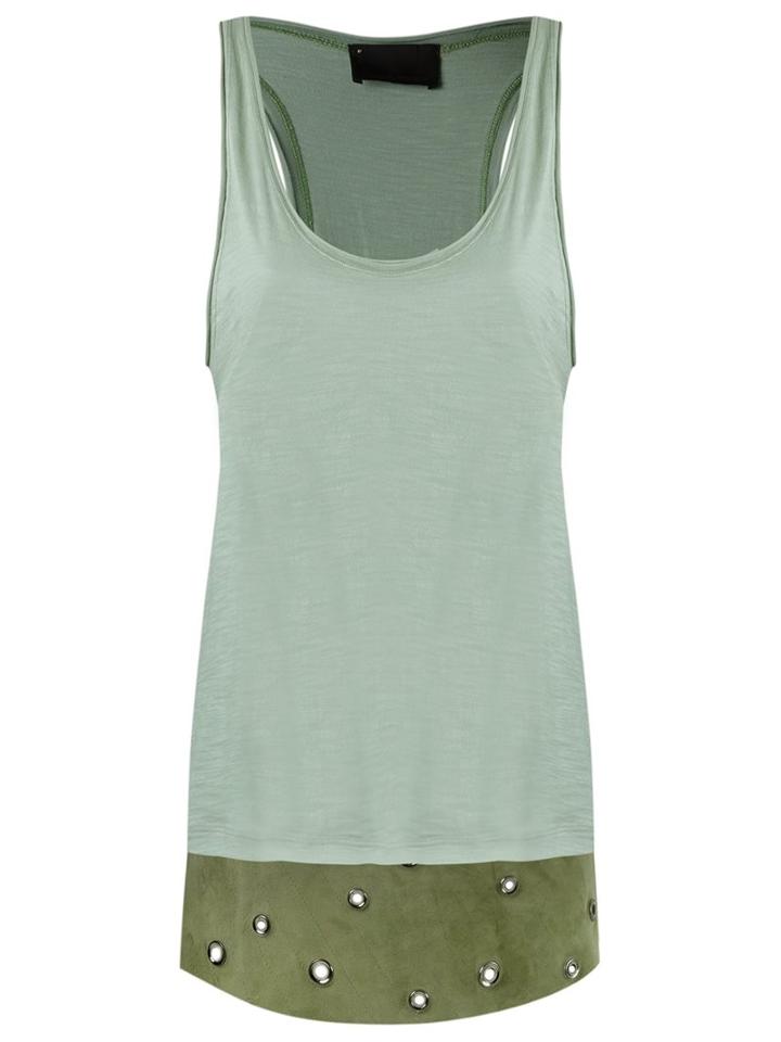 Andrea Bogosian Scoop Neck Tank Top, Women's, Size: Medium, Green, Cotton