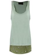 Andrea Bogosian Scoop Neck Tank Top, Women's, Size: Medium, Green, Cotton