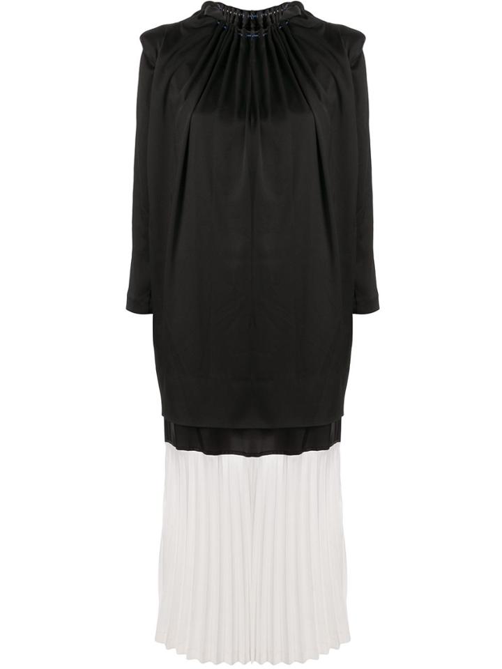 Toga Pleated Shift Dress - Black